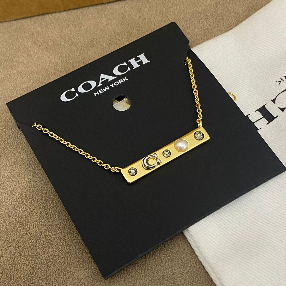 Coach Pearl Square Letter Pendant Necklace